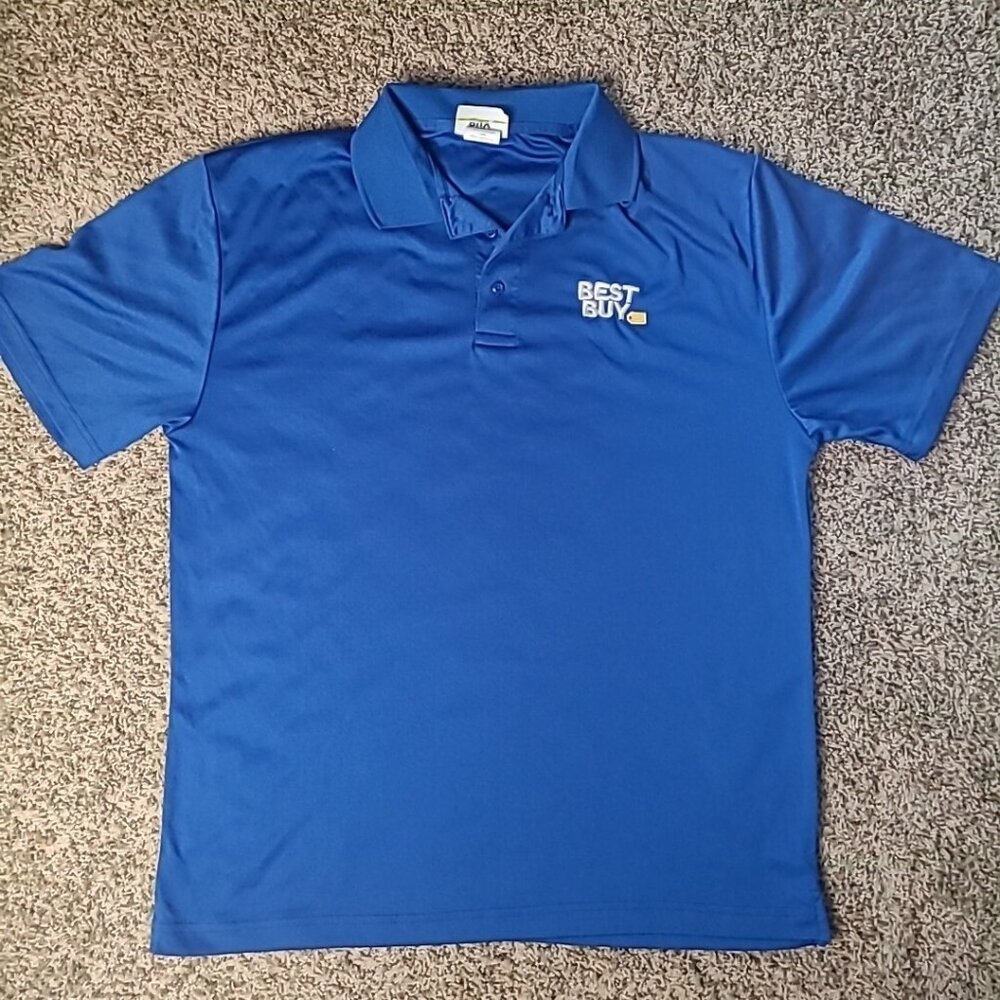 BEST BUY Employee Staff Polo Uniform Blue Short Sleeve Shirt Size XL
